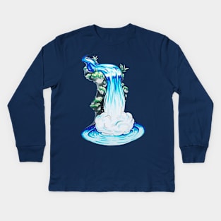 Blue Waterfall Kids Long Sleeve T-Shirt